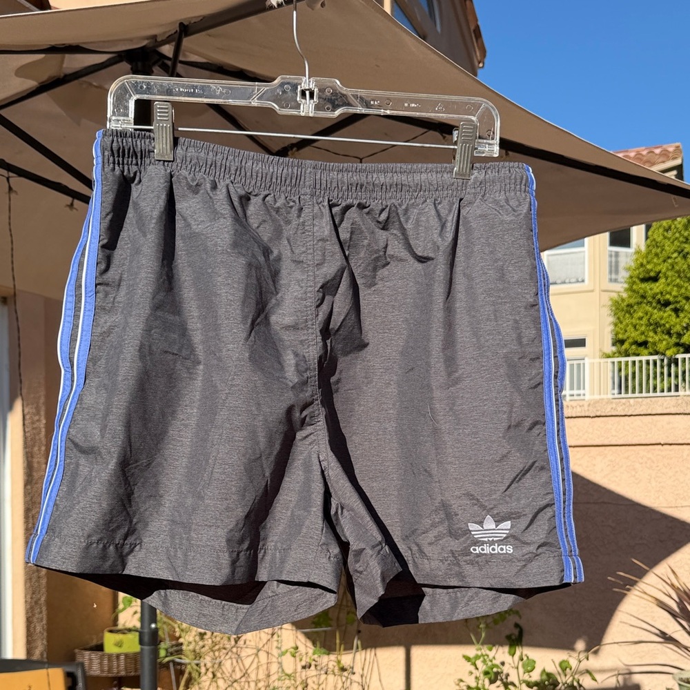 Adidas Charcoal Shorts with Light Blue Accents